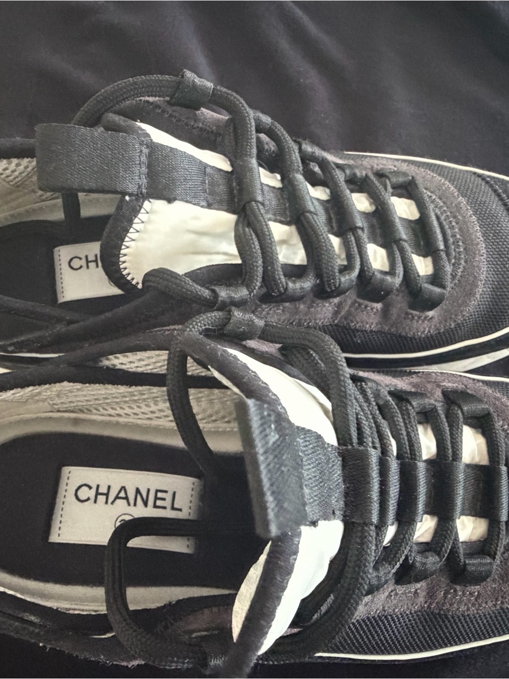 CHANEL Black and White Women's Low-Top Sneakers